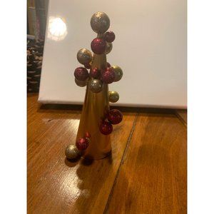 Christmas Tree 6.5 inch accent tree Gold with Red ornaments